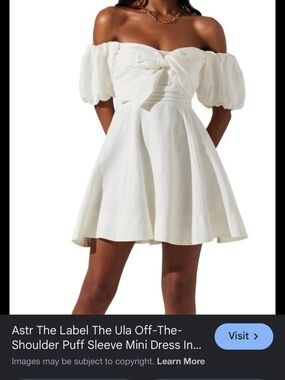 Astr the label Ula white puff sleeve dress